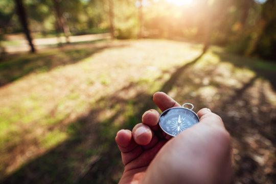 Finding Our Way In Nature With A Compass, Looking For The Right Direction