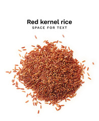 Fototapeta premium Overhead image of red kernel rice isolated on white background