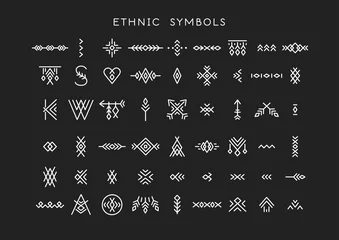 Tableau sur plexiglas Style bohème Vector set of line art symbols for logo design and lettering in boho and hipster style.  © struvictory