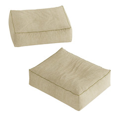 Two cloth pouf on a white background. 3d rendering