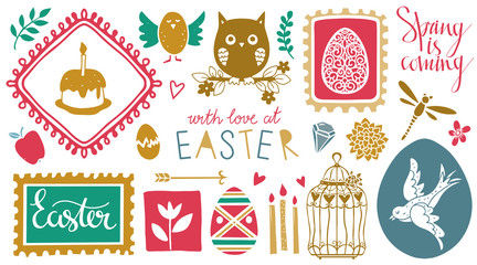 Easter icons, design elements set