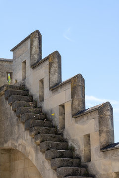 D&eacute;tail d'une muraille en gradins du Ch&acirc;teau de Pierrefonds - Oise