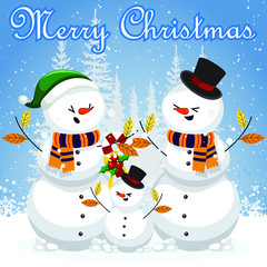 Merry Christmas Illustration with Snow men- Vector format