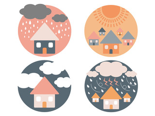 Fototapeta na wymiar Set of weather illustration, vector
