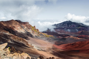 View of Haleakala crater covered in clouds — Haleakala National Park, Maui, Hawai