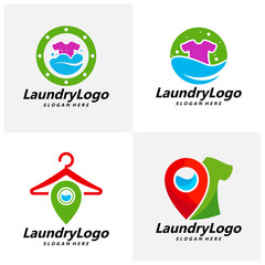 Set of Laundry Logo Template Design Vector, Cleaning Service Logo Concept, Emblem, Concept Design, Creative Symbol, Icon