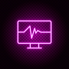 Hearts, pulse, monitor vector icon. Retro style neon vector icon. Vector icon on transparency background