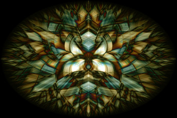 Abstract colorful mandala art, symmetrical shape, beautiful background