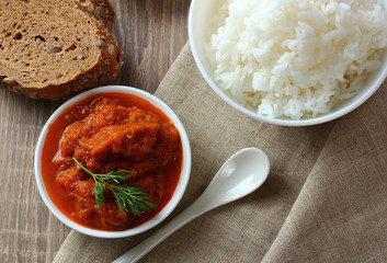 eggplant caviar on wooden table
