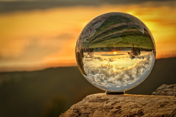 Sunset in the glass sphere
