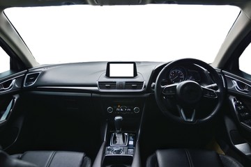  Modern navigation device on center of car control panel with isolated display.Car inside, Interior...