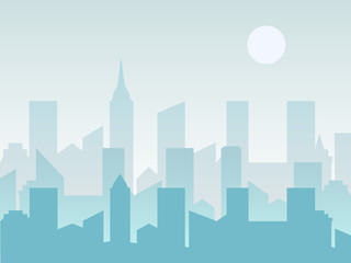 City skyline vector illustration. Urban landscape in flat style.