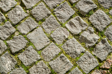 Cobelstone sidewalk pavement in Berlin, Germany, texture, background