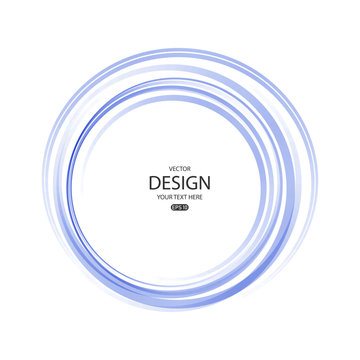 Abstract dynamic vortex circle of blue lines. Design element.