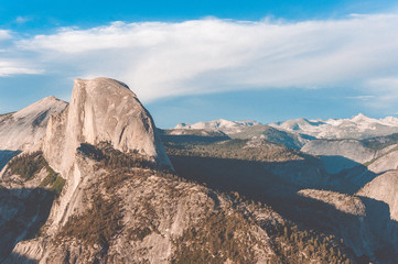Half Dome is a granite dome at the eastern end of Yosemite Valley in Yosemite National Park, California