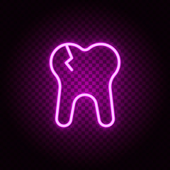 Tooth, tomography vector icon. Retro style neon vector icon. Vector icon on transparency background