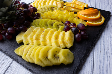 Sliced fruits on a plate