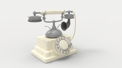 3d rendering of a vintage phone isolated on a studio background