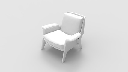 3d rendering of a white design chair isolated in studio background