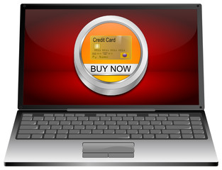 Laptop Computer with Buy now Button - 3D illustration