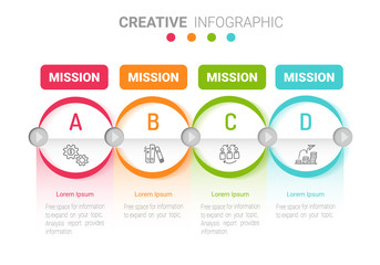 Abstract infographics number options template with steps, with 4 label. Can be used for workflow layout, diagram, business step options, banner, web design. Vector eps 10.