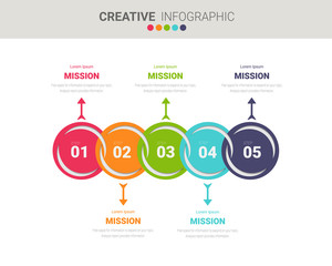 Presentation infographic template with 5 options, vector infographics design and marketing icons can be used for workflow layout, steps or processes.