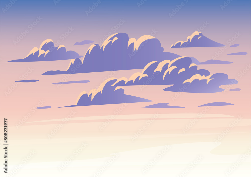 Canvas Prints vector sky clouds. flat clean style illustration. background design