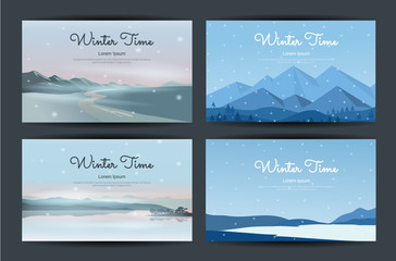 Landscapes vector in a flat style. Natural wallpapers are a minimalist, polygonal concept.