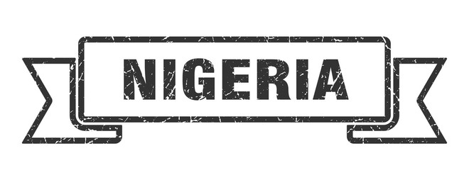 Nigeria ribbon. Black Nigeria grunge band sign