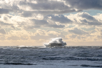 Vague sur le Fort de l'Heurt à Le Portel