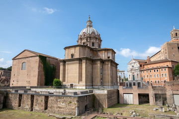 Panoramic view of forum of Caesar also known as forum Iulium