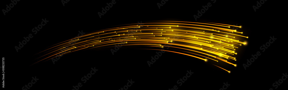 Wall mural abstract light flares background. bright luminous glowing lines. 3d rendering dynamic lights shape o