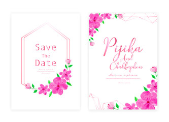 Save the date wedding card. Wedding invitation cards with flower watercolor. Wedding card design vector illustration.