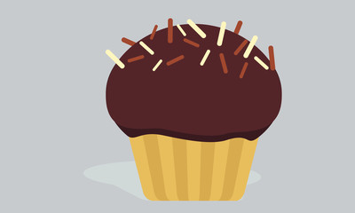 cupcake with chocolate icing and sprinkles