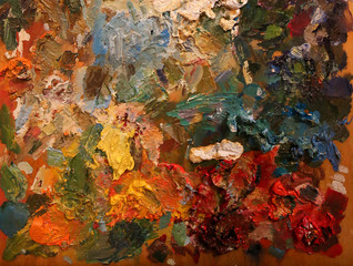Pattern of an artists palette of multicolored paints