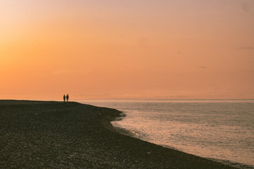 sunset on beach, batumi, Black sea