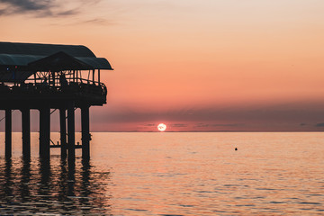 sunset on the beach, batumi, Black sea
