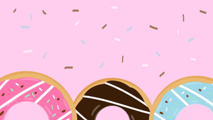 doodle hand drawn sweet doughnut and candy food background flyer poster wallpaper banner template illustration