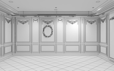 empty room, interior visualization, 3D illustration