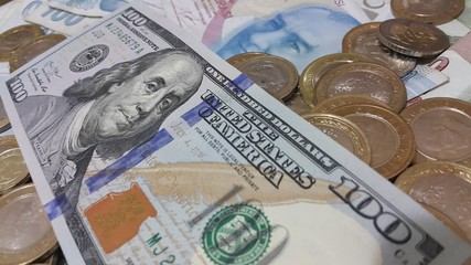 Turkish Lira and American paper money