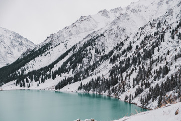 frozen lake in the mountains