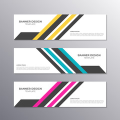 Naklejka premium Business Banner Template, Layout Background Design, Corporate Geometric web header or footer in gradient color