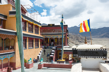 Fototapeta na wymiar Ladakh, India - Jun 27 2019 - Thikse Monastery (Thikse Gompa) in Ladakh, Jammu and Kashmir, India. The Monastery was originally built in 15th century and is the largest gompa in central Ladakh.