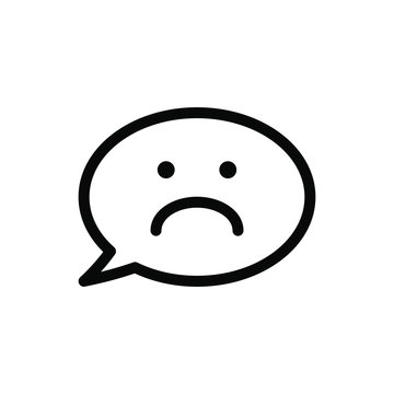 Speech bubbles and sad emotion, on white background, vector image.