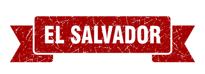 El Salvador ribbon. Red El Salvador grunge band sign - obrazy, fototapety, plakaty