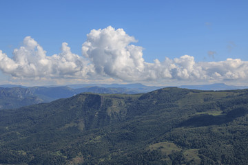 Panorama view of mountains scenes in national park Dombay