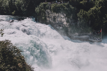 The Rhine Falls is the largest waterfall in Europe in Schaffhausen, Switzerland