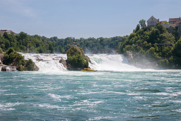 The Rhine Falls is the largest waterfall in Europe in Schaffhausen, Switzerland