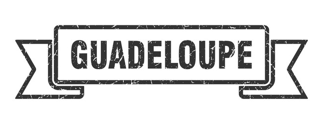 Guadeloupe ribbon. Black Guadeloupe grunge band sign