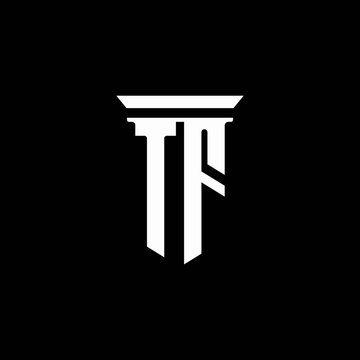TF monogram logo with emblem style isolated on black background